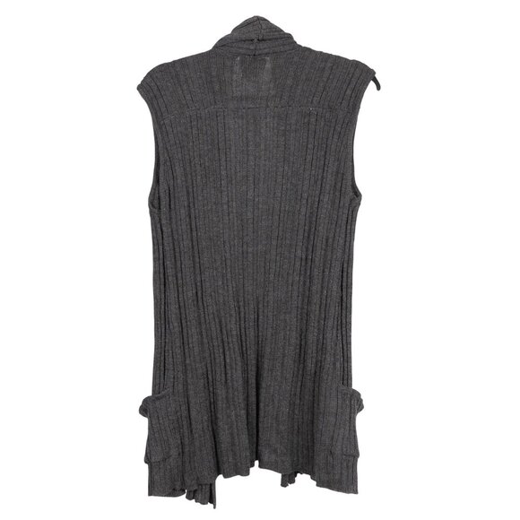 Its Our Time Cardigan Sweater XL Womens Charcoal Gray Ribbed Knit Long Pockets - Picture 5 of 5